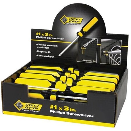 Steel Grip Steel Grip 2265346 3 in. Phillips Screwdriver Counter Top No.1 Display Steelgrip - pack of 24 2265346